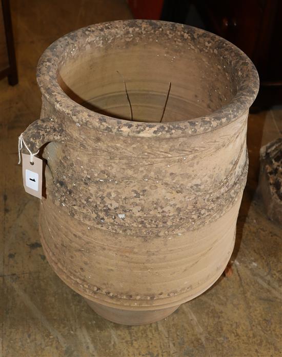 A Greek terracotta urn, bears impress mark Variakaki, H.56cm